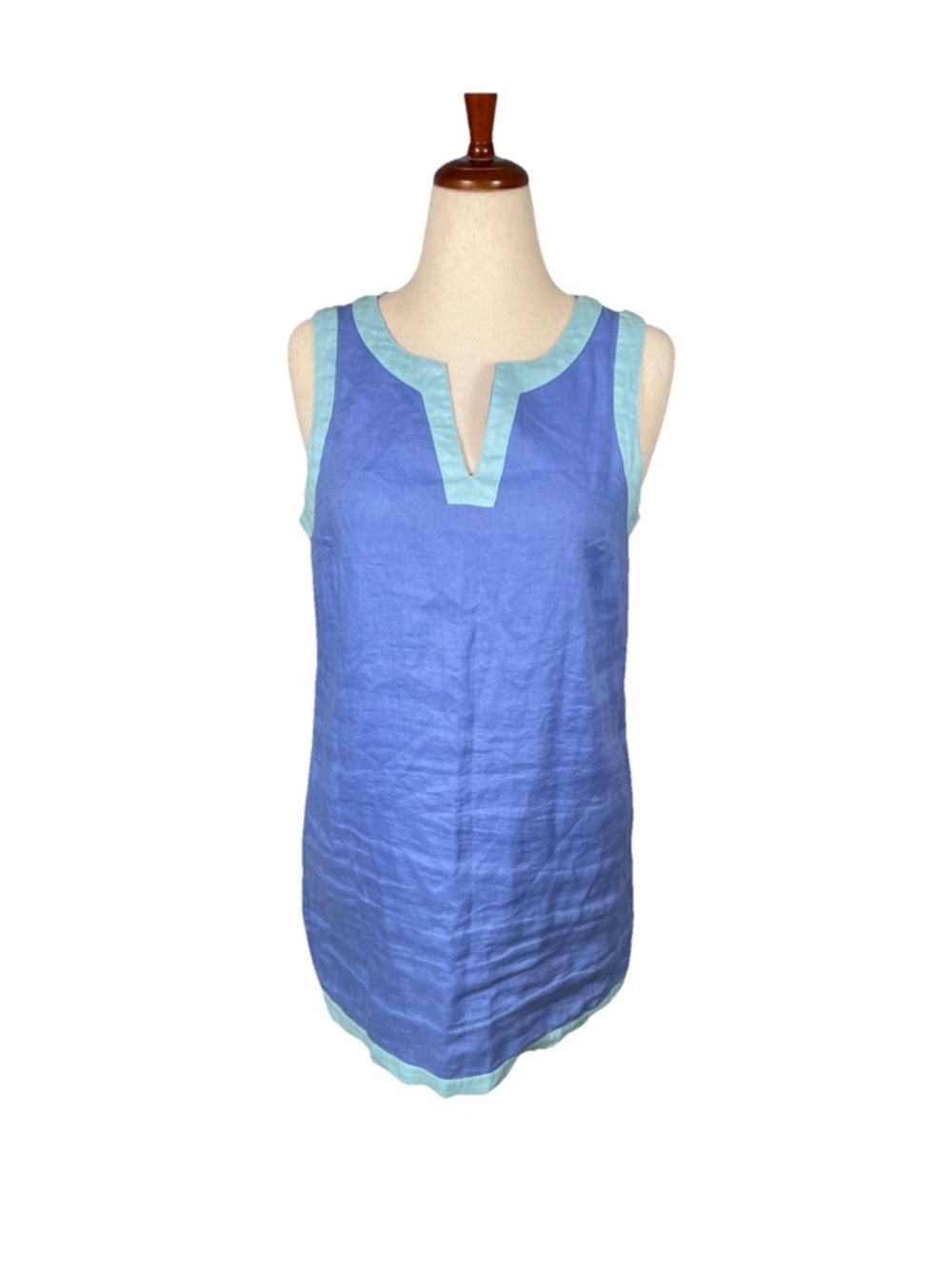 Sigrid Olsen Linen Shift Dress Size Medium Sleeveless Coastal Old Money Beach